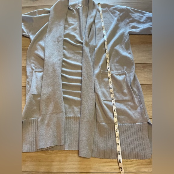 Women's Gray Open Front Long Cardigan Sweater L - Picture 5 of 6
